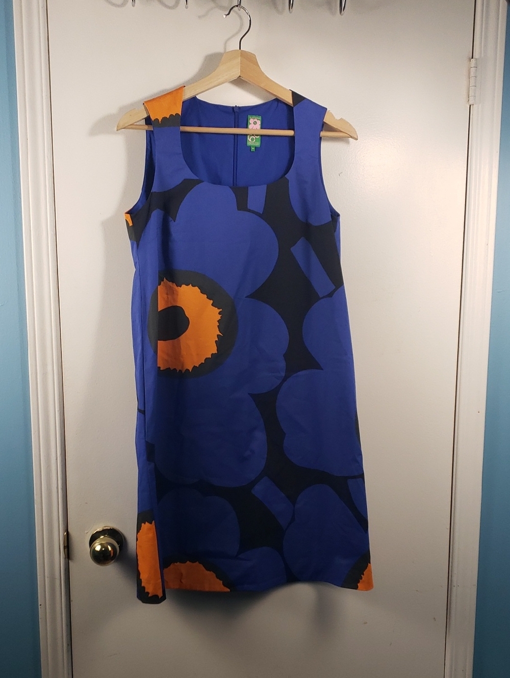 Marimekko Kestit Blue Unikko Cotton Dress Size 34 - Picture 6 of 10